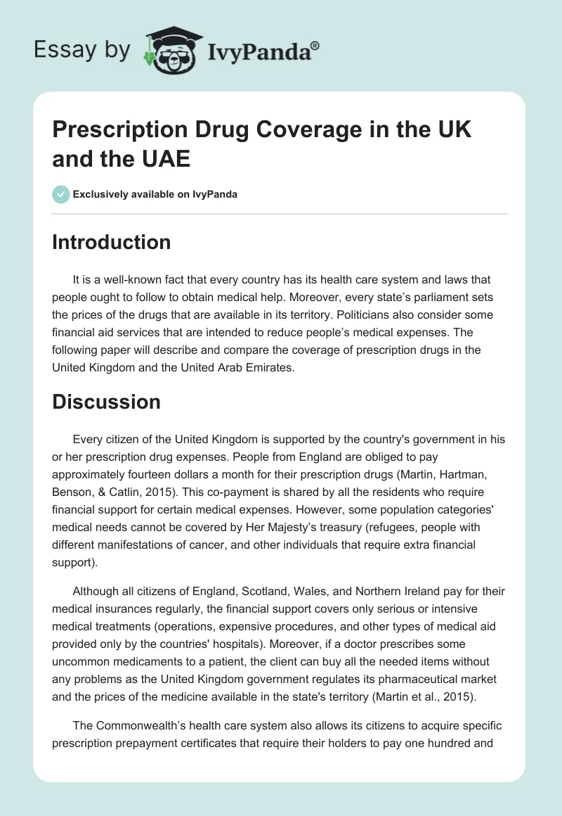 Prescription Drug Coverage in the UK and the UAE. Page 1