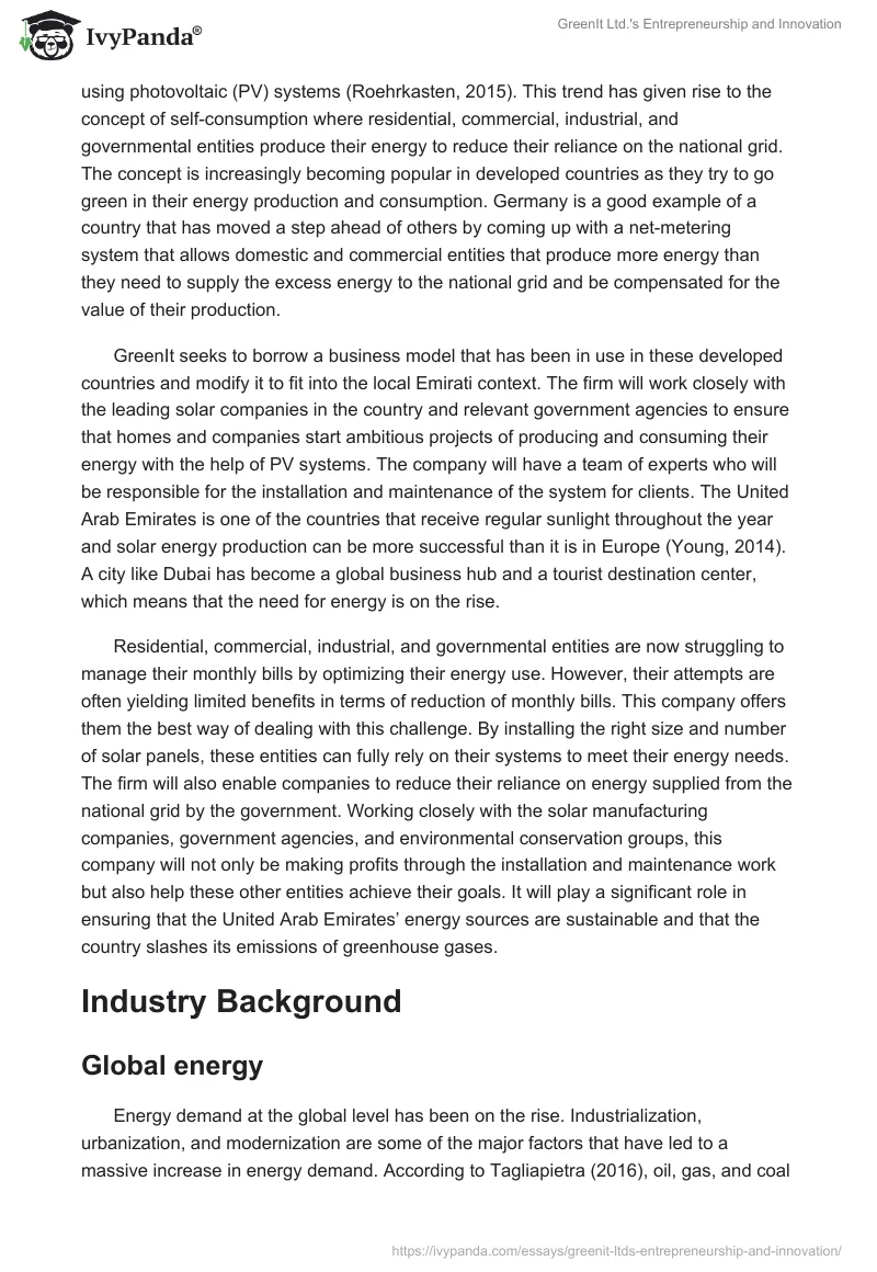 GreenIt Ltd.'s Entrepreneurship and Innovation. Page 2