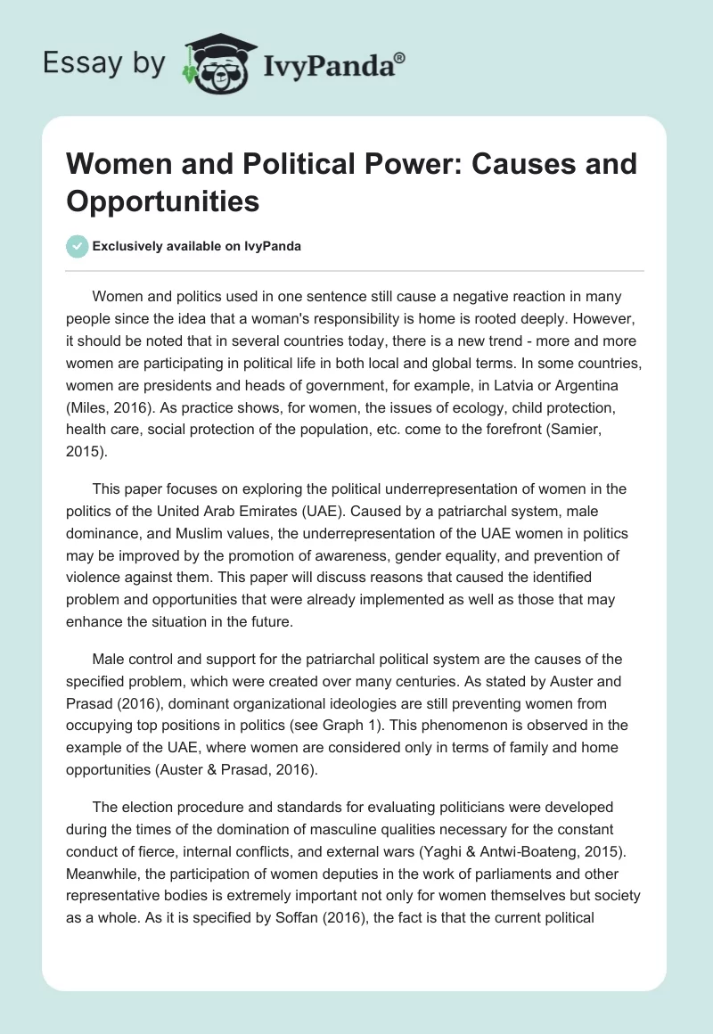 Women and Political Power: Causes and Opportunities. Page 1