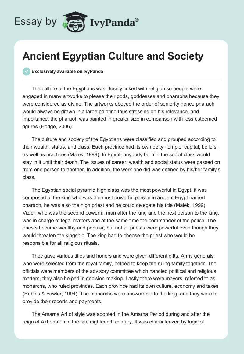 Ancient Egyptian Culture and Society. Page 1