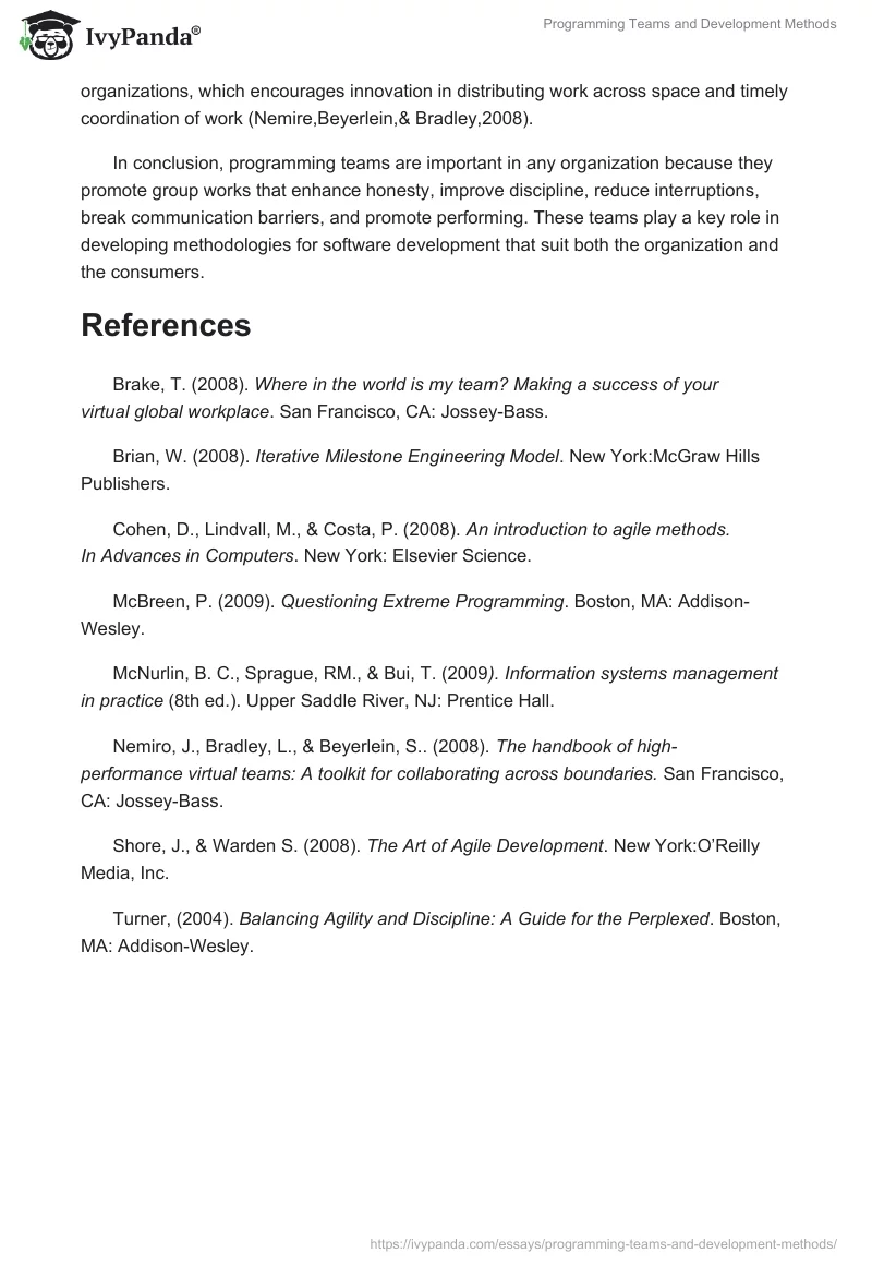 Programming Teams and Development Methods. Page 4