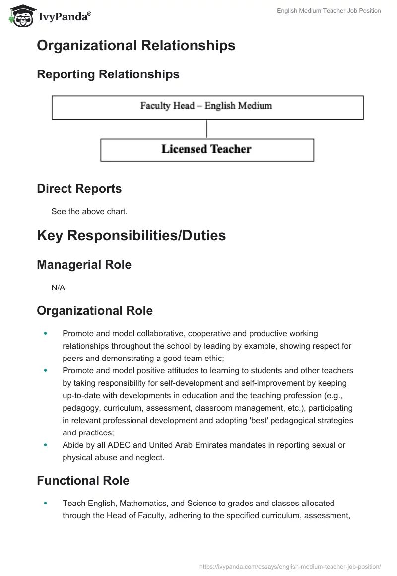 English Medium Teacher Job Position. Page 2