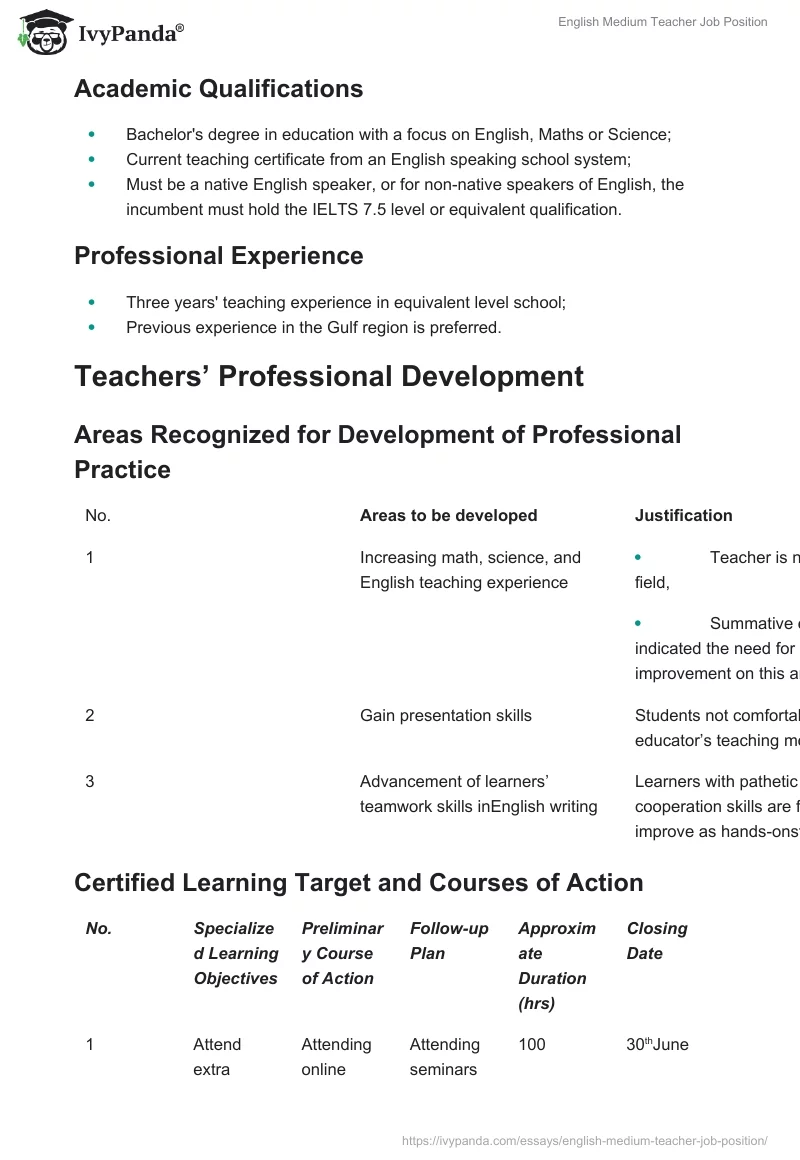 English Medium Teacher Job Position. Page 4