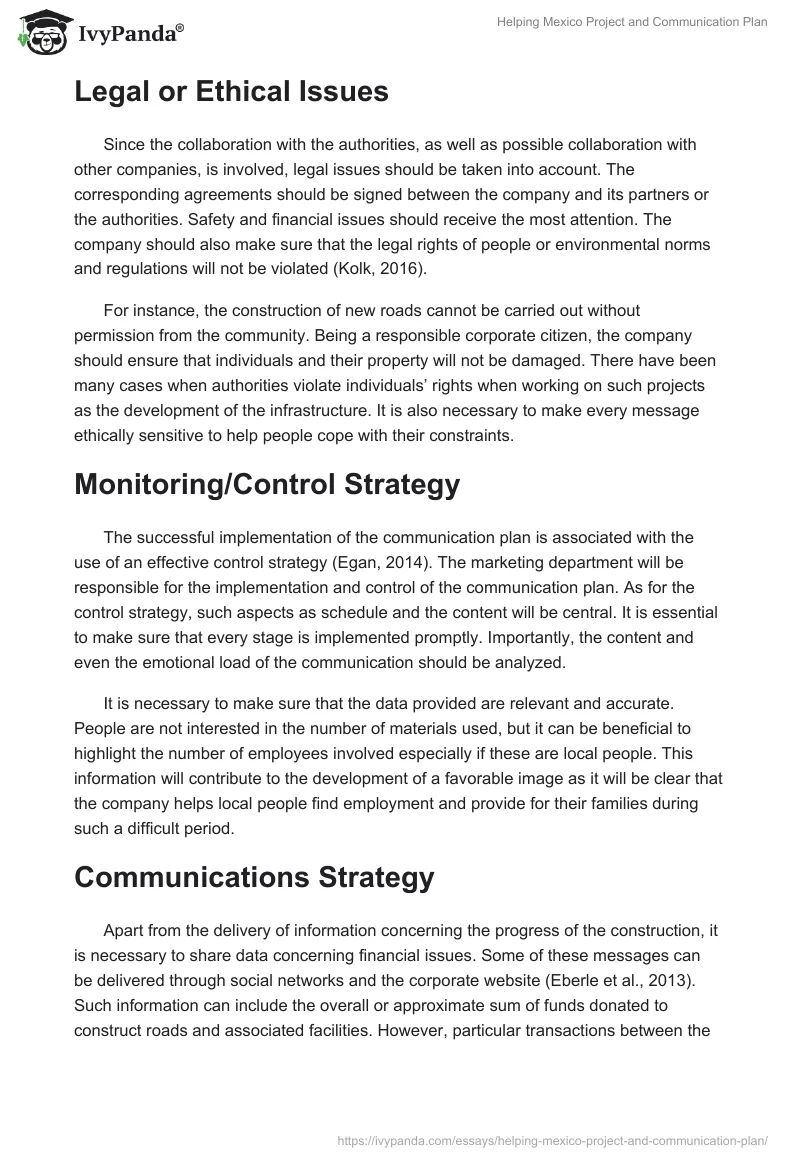 Helping Mexico Project and Communication Plan. Page 5