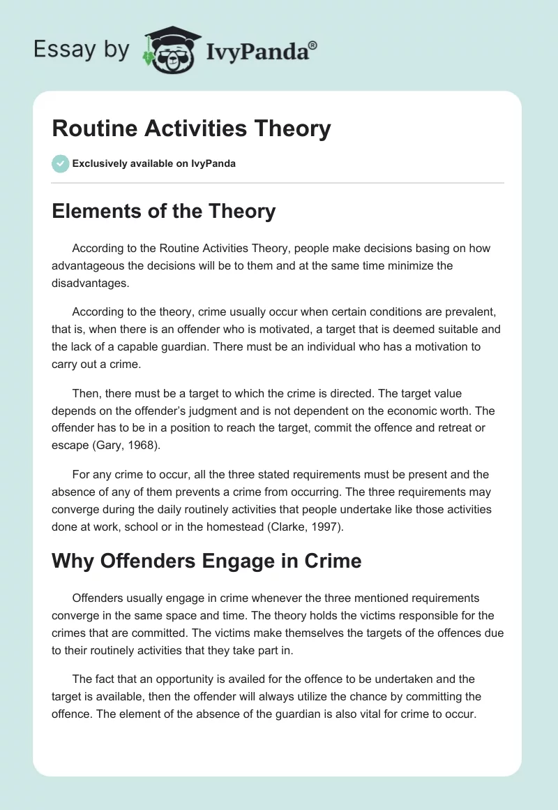 Routine Activities Theory. Page 1