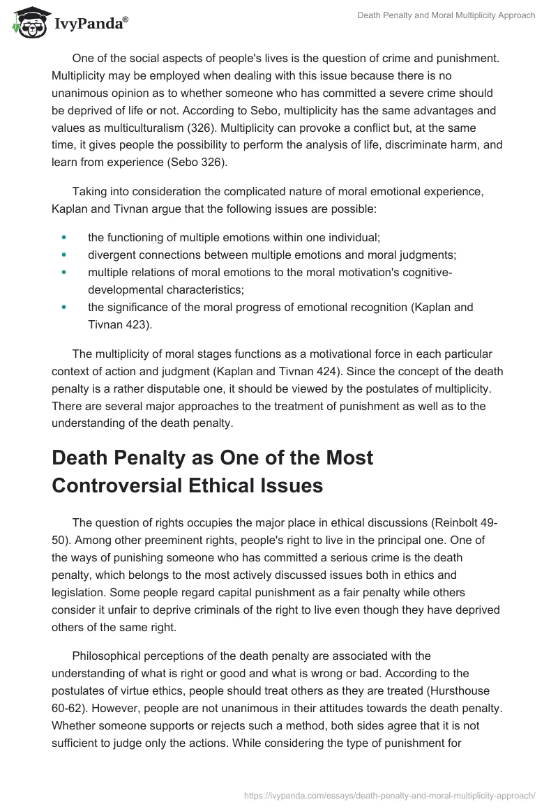 Death Penalty and Moral Multiplicity Approach. Page 2