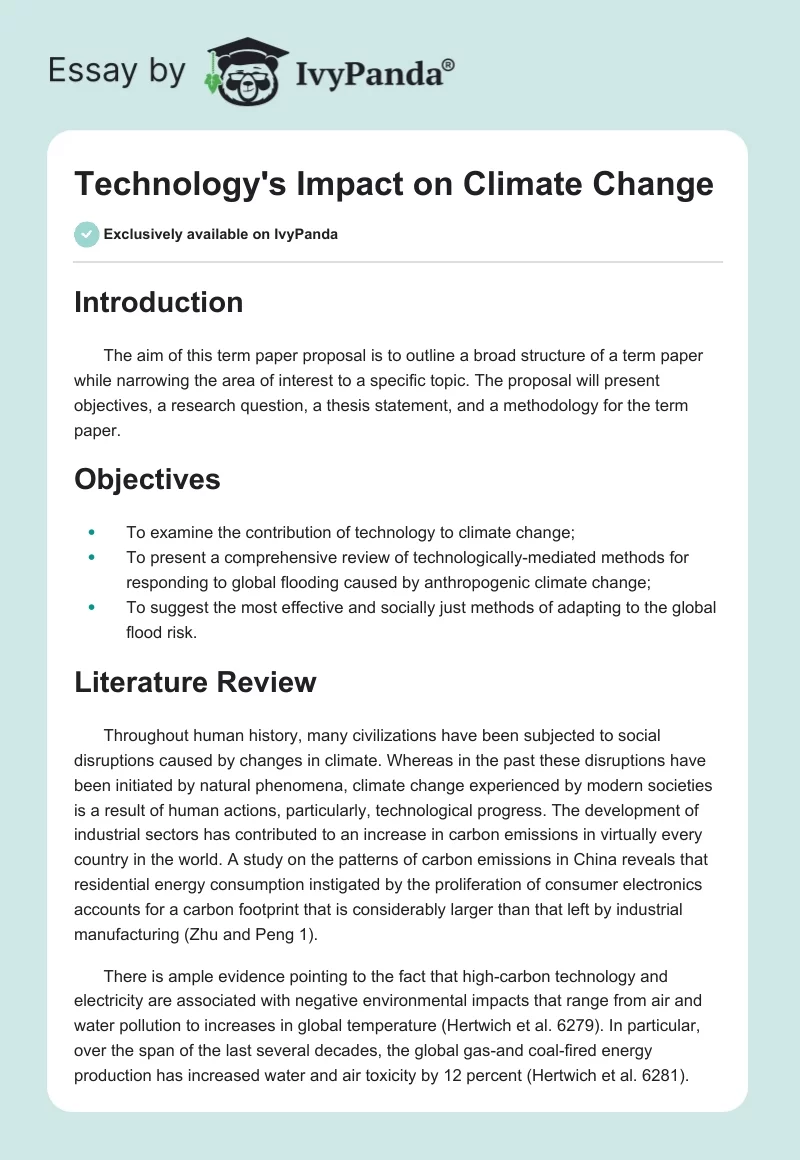 Technology's Impact on Climate Change. Page 1