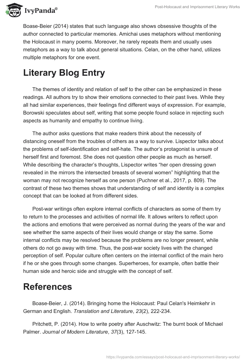 Post-Holocaust and Imprisonment Literary Works. Page 2