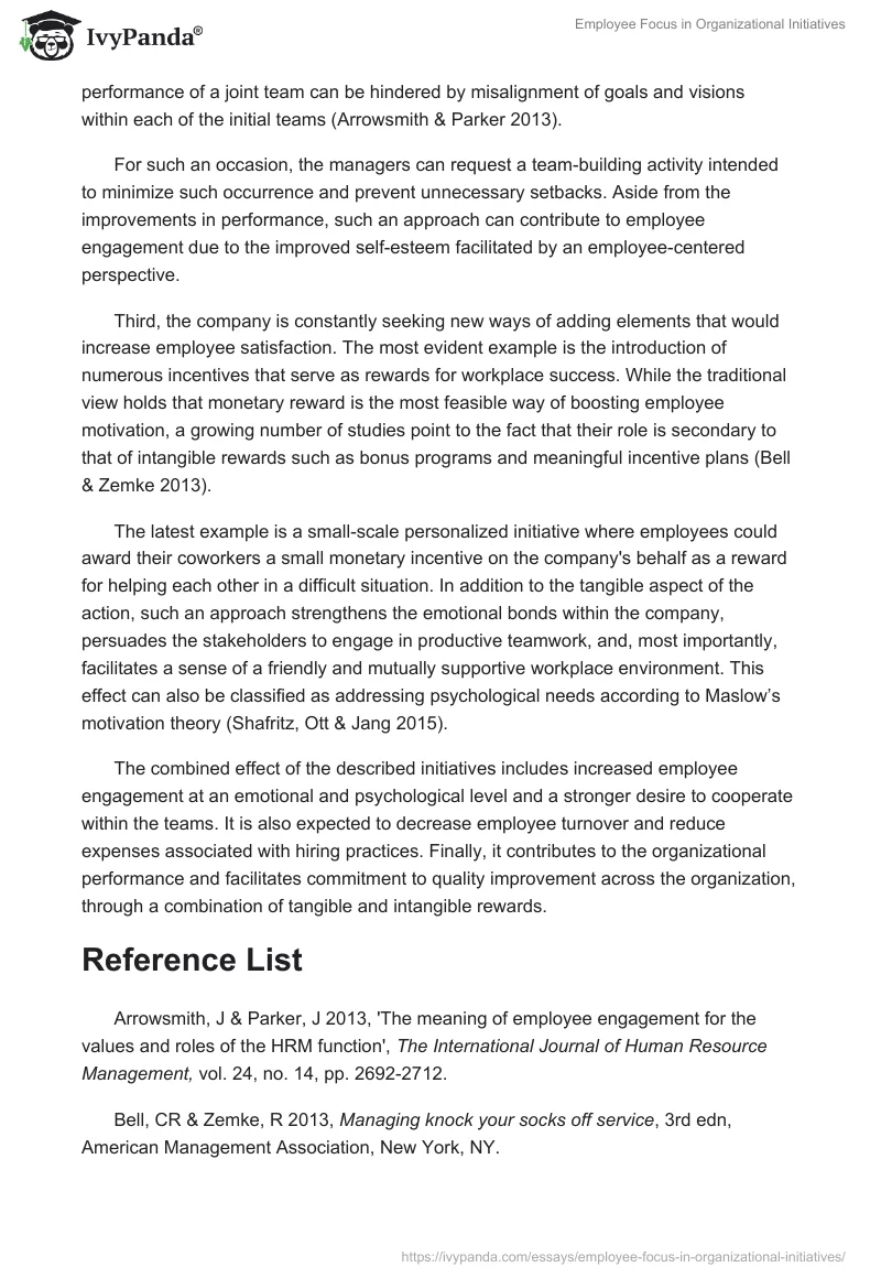 Employee Focus in Organizational Initiatives. Page 2