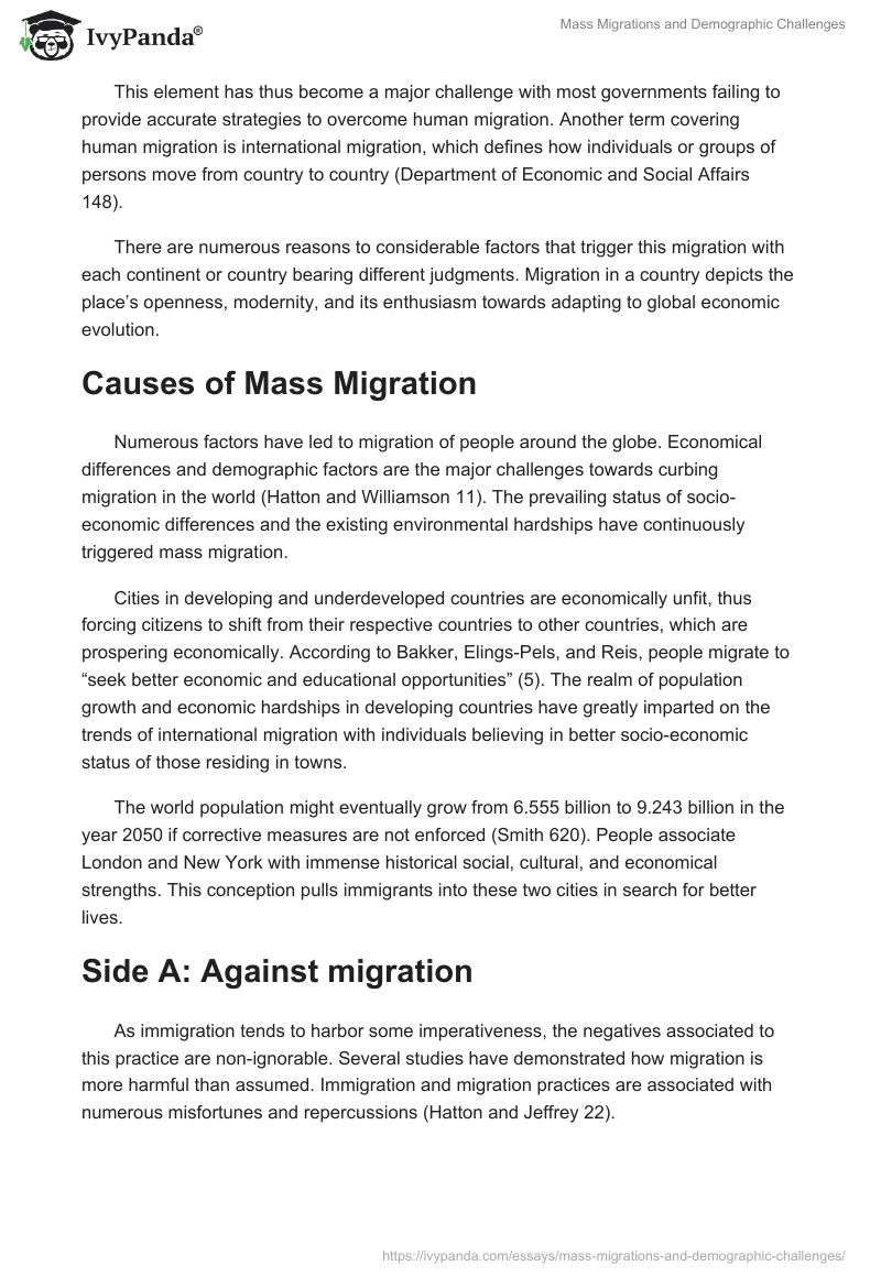 Mass Migrations and Demographic Challenges. Page 2