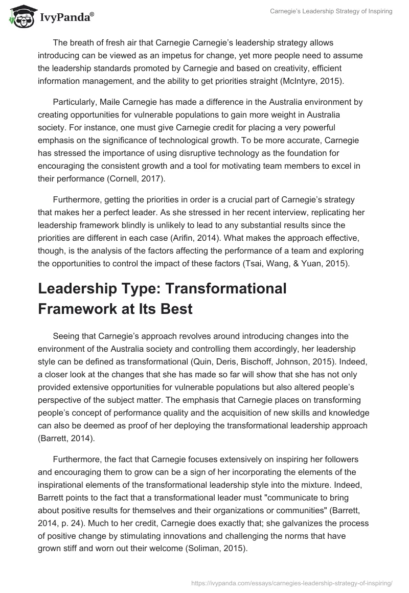Carnegie’s Leadership Strategy of Inspiring. Page 3