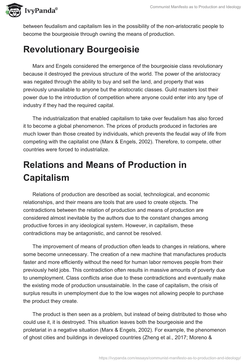 Communist Manifesto as to Production and Ideology. Page 2