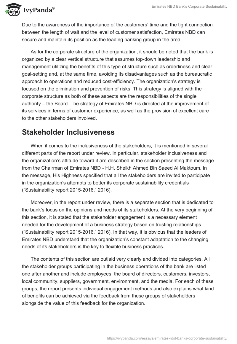 Emirates NBD Bank's Corporate Sustainability. Page 2