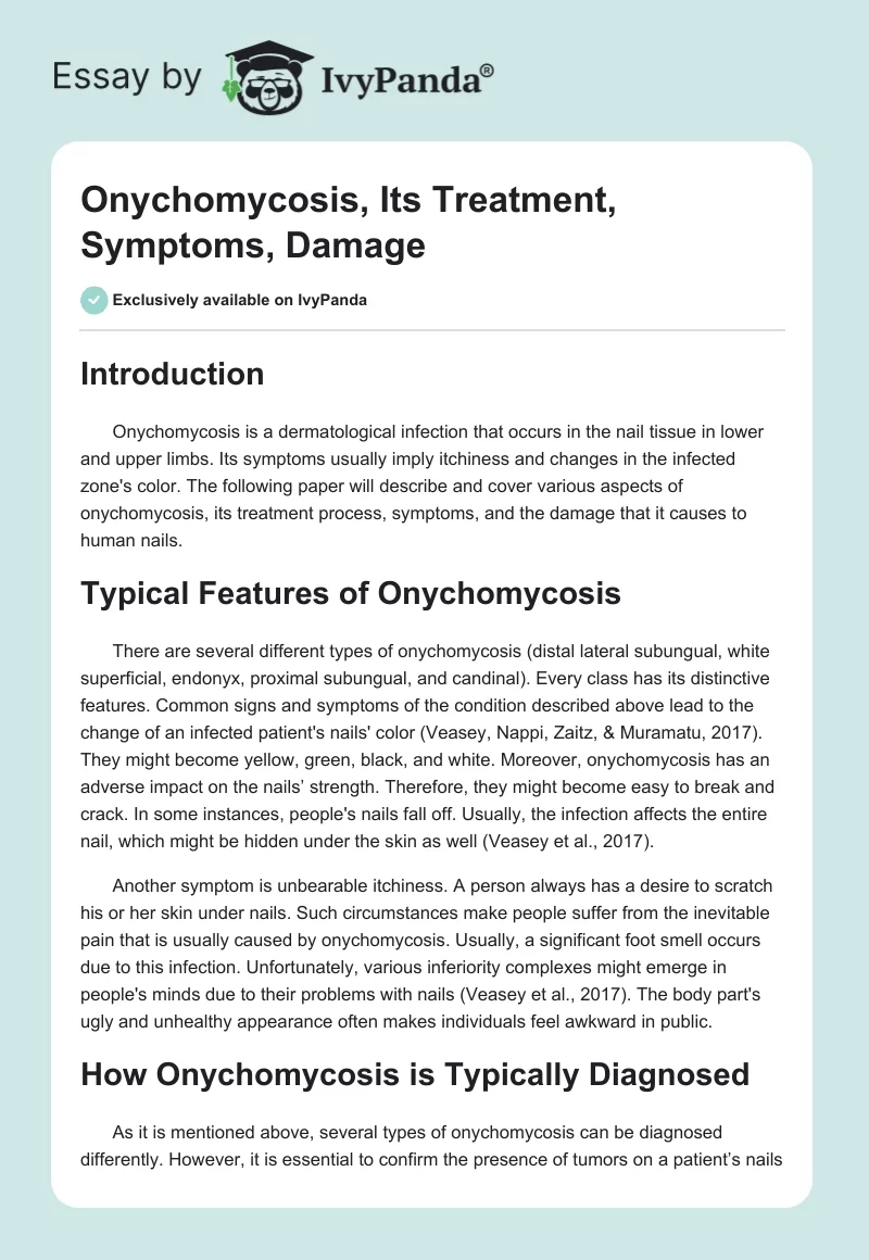 Onychomycosis, Its Treatment, Symptoms, Damage. Page 1