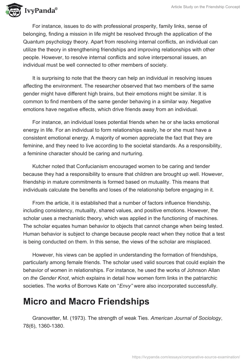 Article Study on the Friendship Concept. Page 2