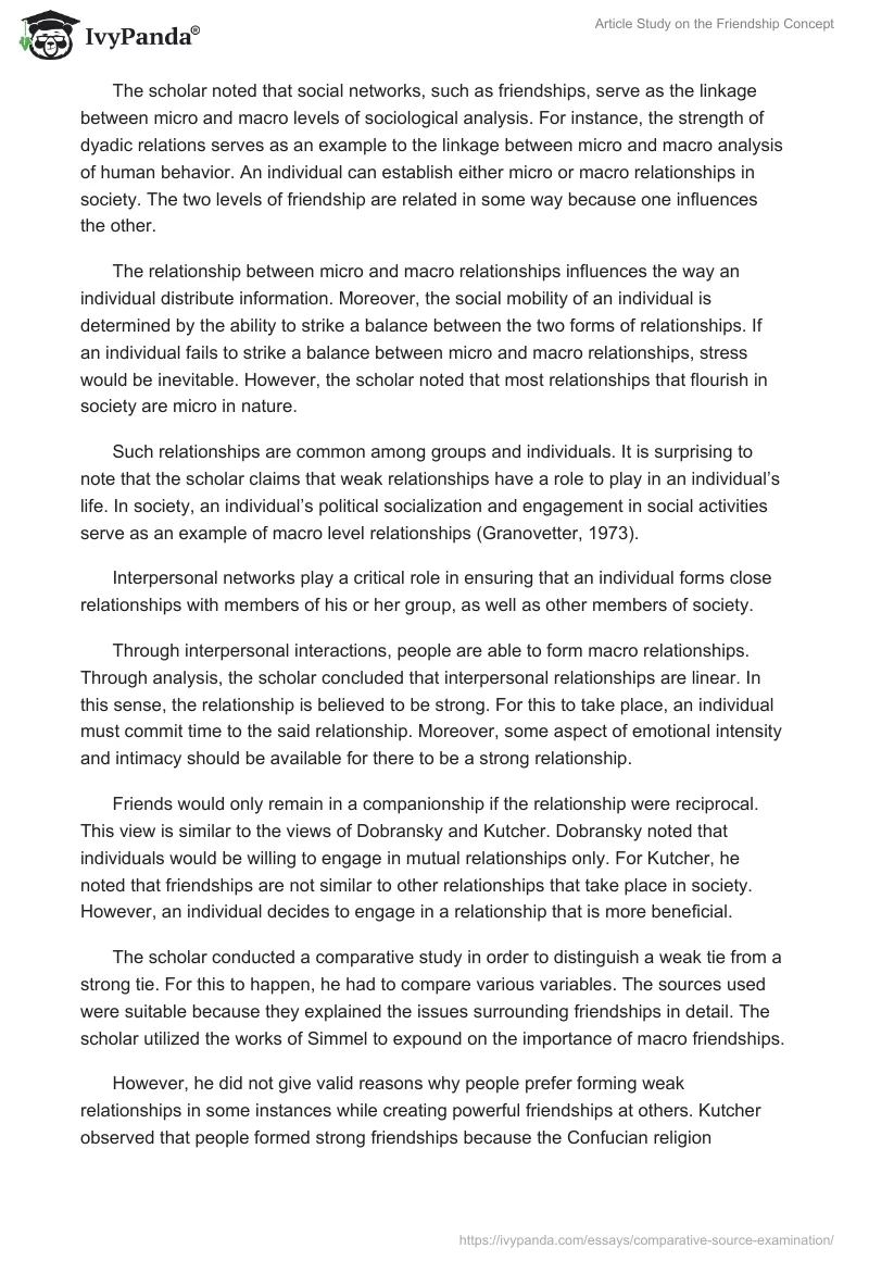 Article Study on the Friendship Concept. Page 3
