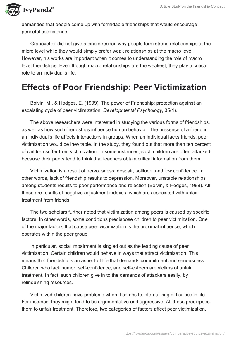 Article Study on the Friendship Concept. Page 4