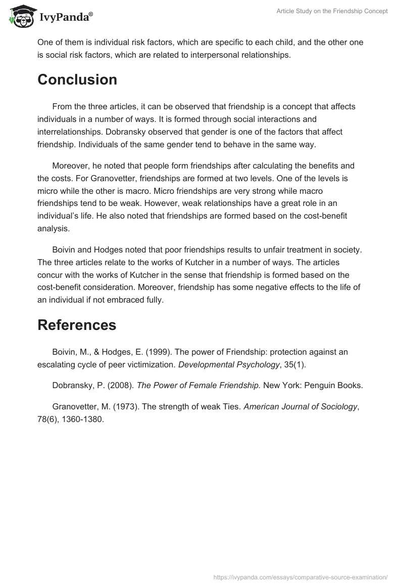 Article Study on the Friendship Concept. Page 5