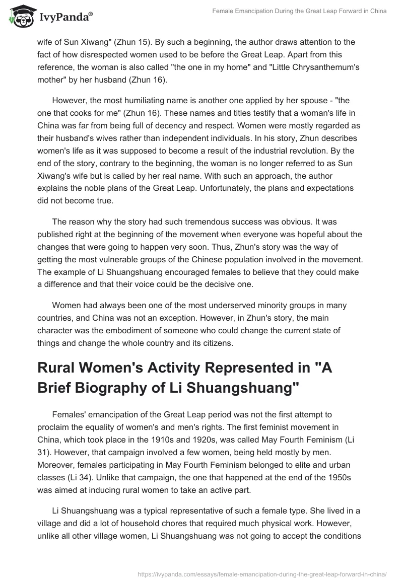 Female Emancipation During the Great Leap Forward in China. Page 2
