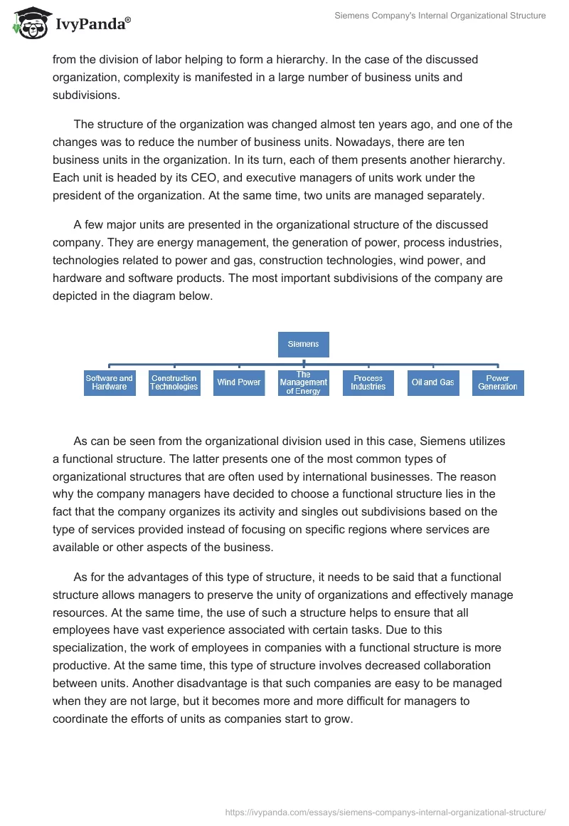 Siemens Company's Internal Organizational Structure. Page 4