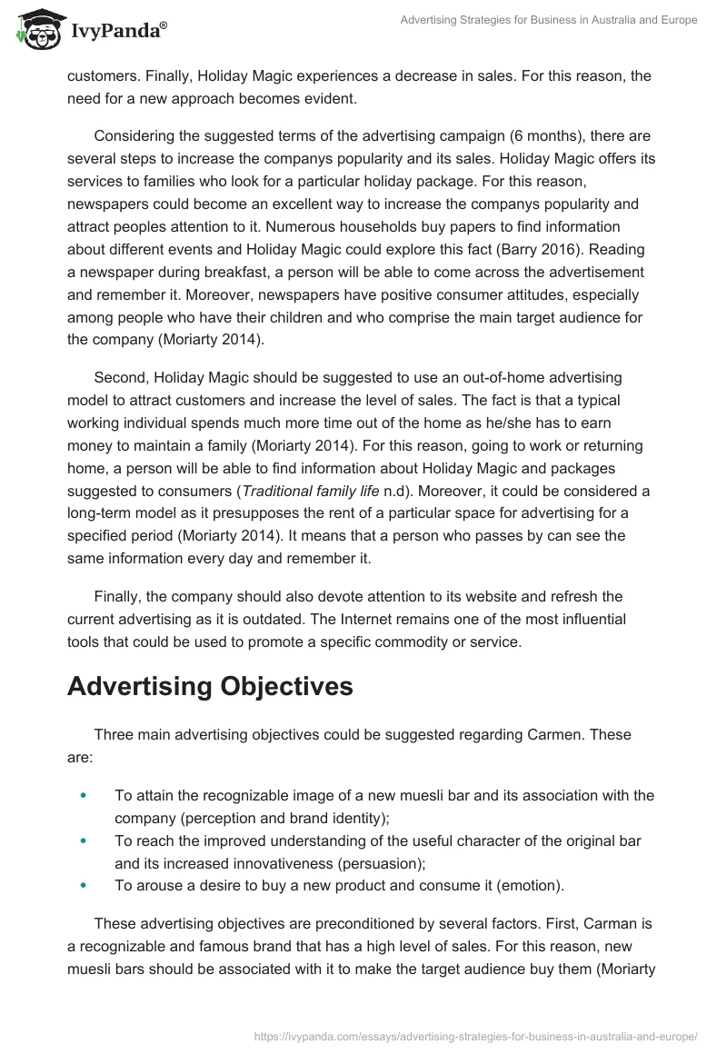 Advertising Strategies for Business in Australia and Europe. Page 3