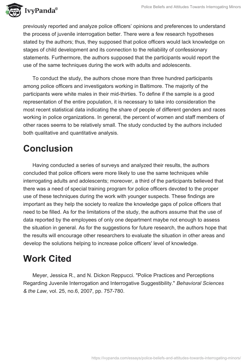 Police Beliefs and Attitudes Towards Interrogating Minors. Page 2