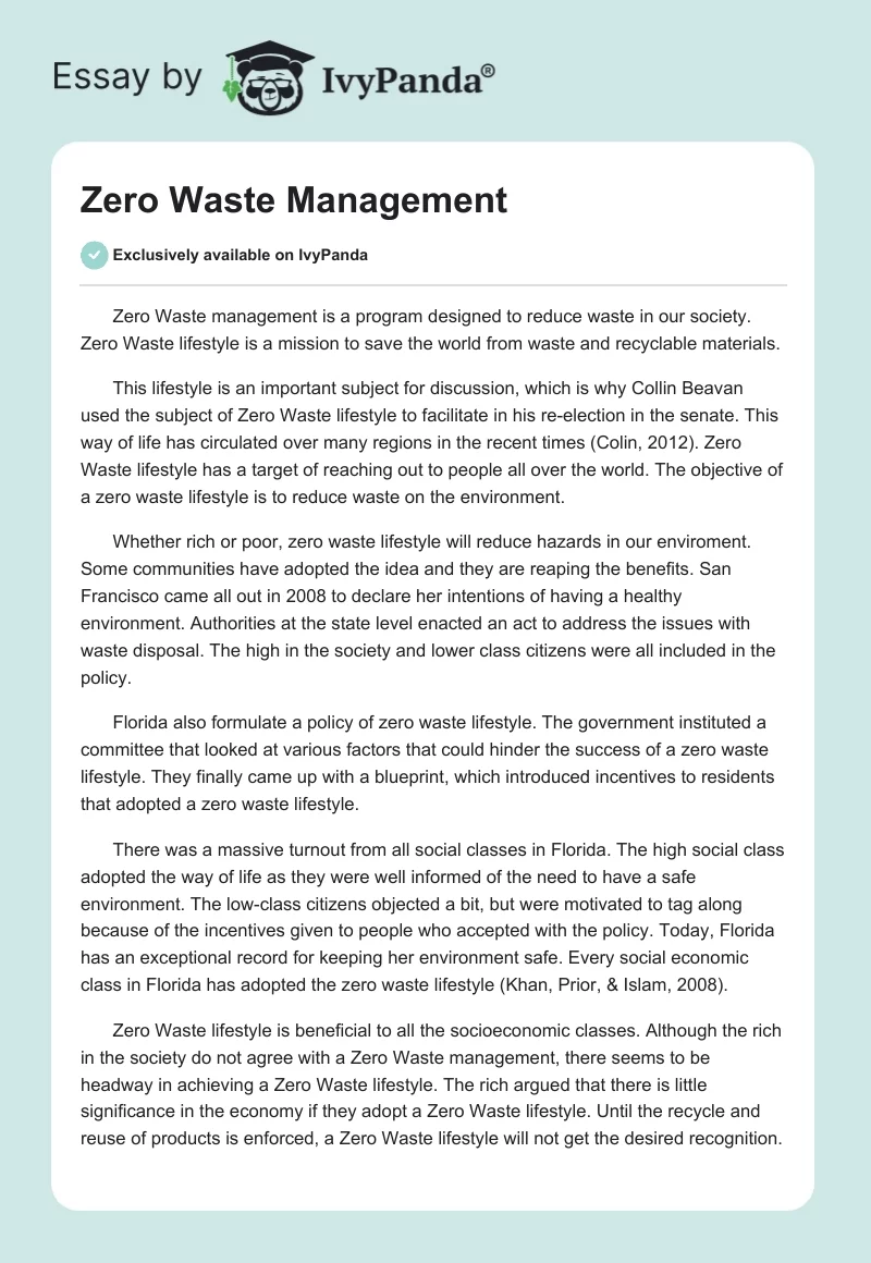 Zero Waste Management. Page 1