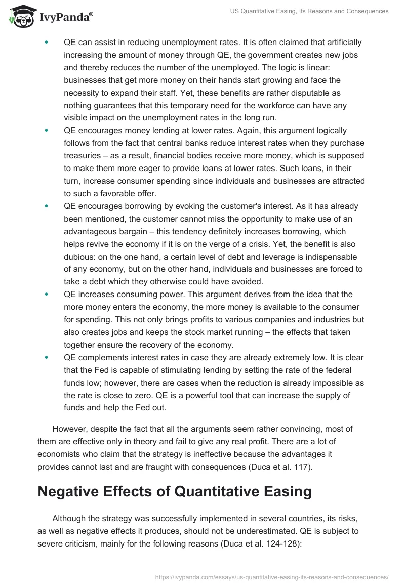 US Quantitative Easing, Its Reasons and Consequences. Page 2
