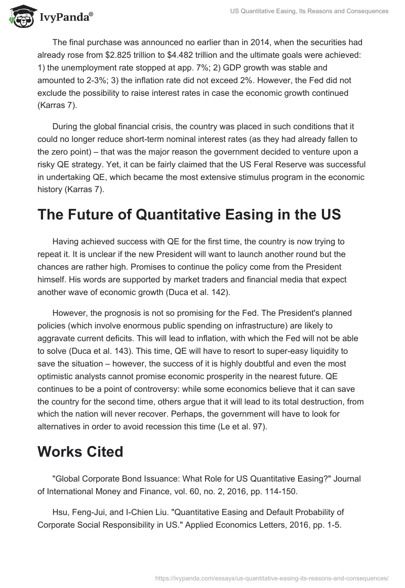 US Quantitative Easing, Its Reasons and Consequences. Page 5