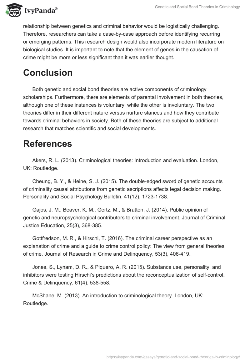 Genetic and Social Bond Theories in Criminology. Page 4