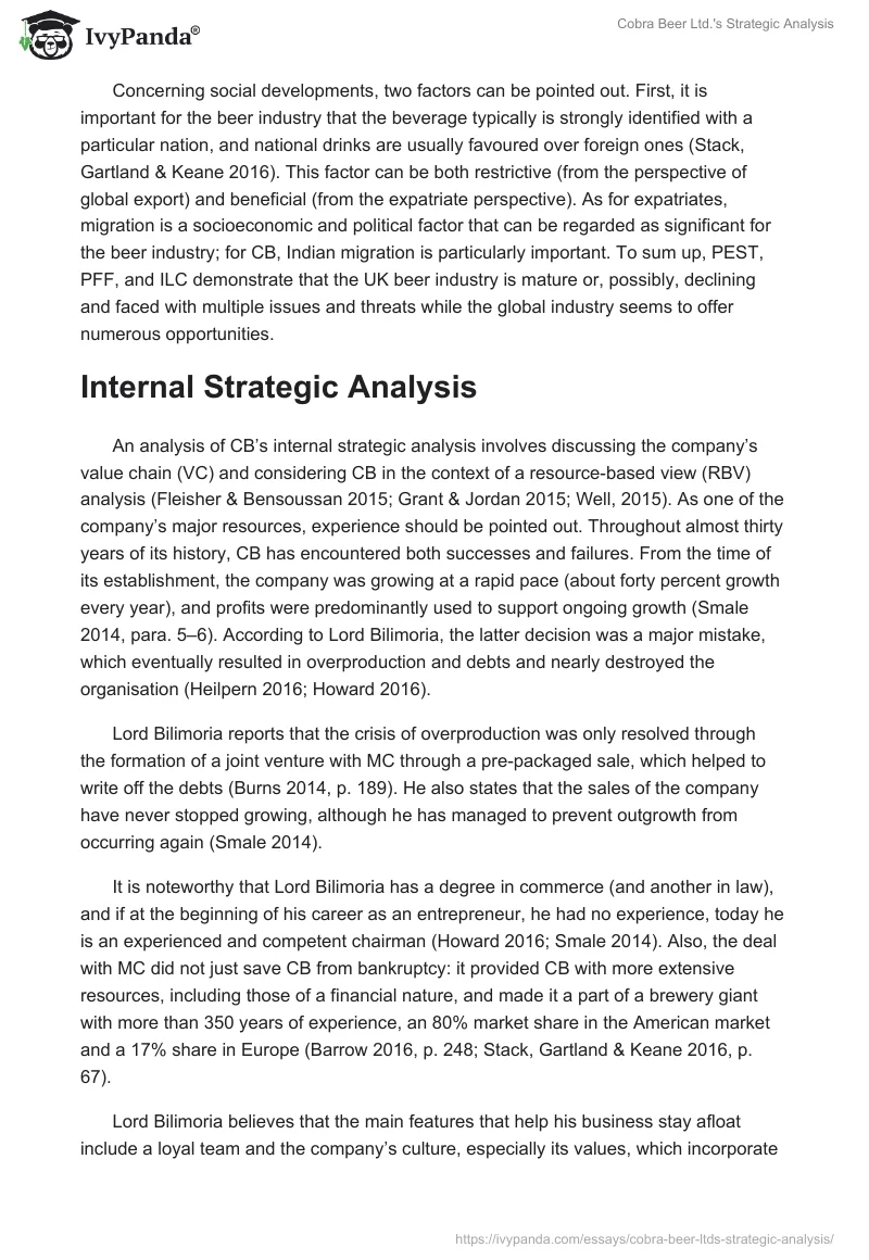 Cobra Beer Ltd.'s Strategic Analysis. Page 4