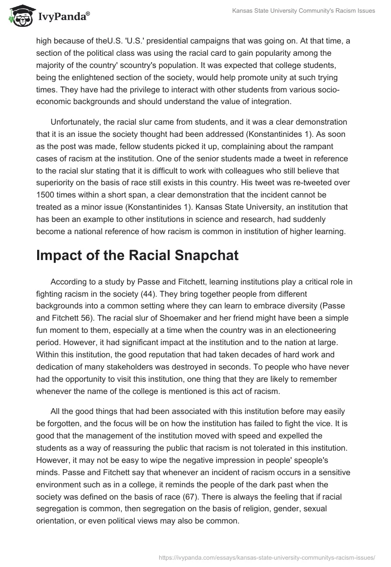 Kansas State University Community's Racism Issues. Page 2