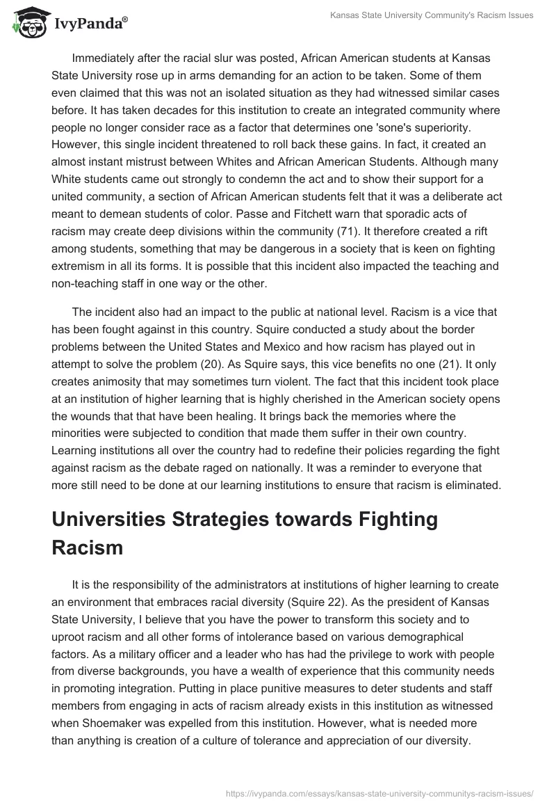 Kansas State University Community's Racism Issues. Page 3