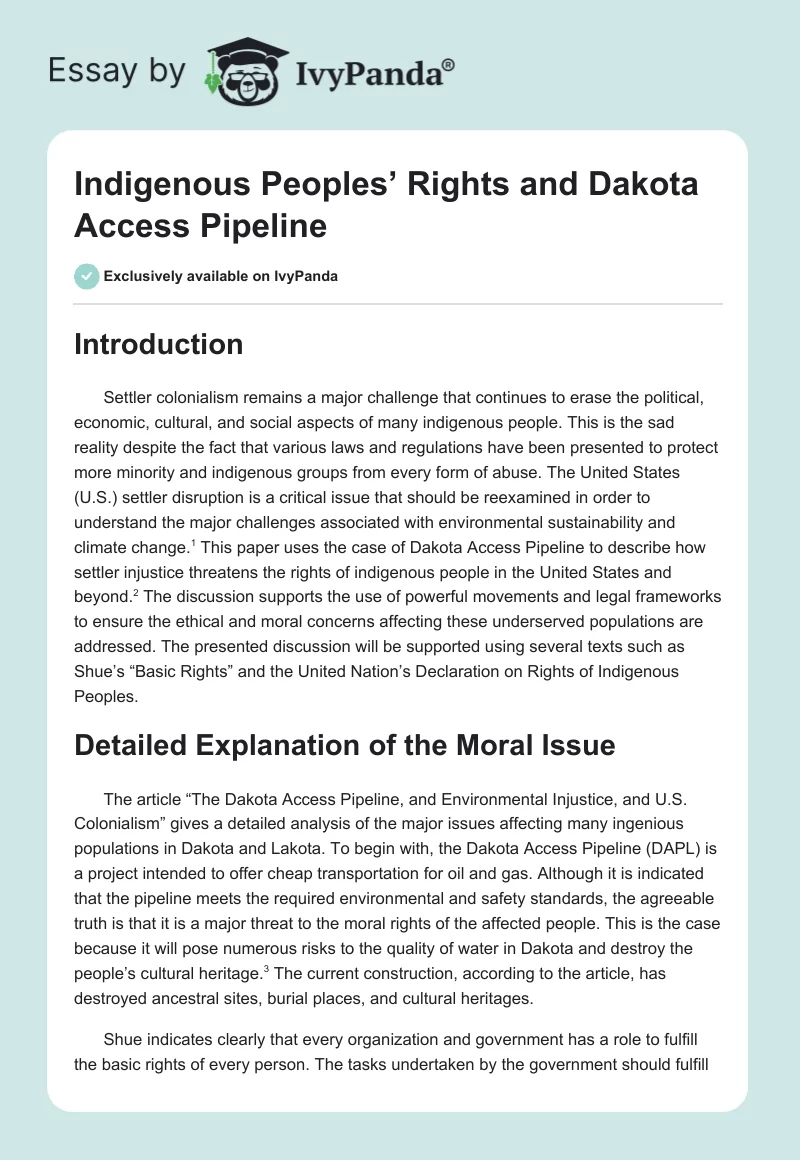 Indigenous Peoples’ Rights and Dakota Access Pipeline. Page 1