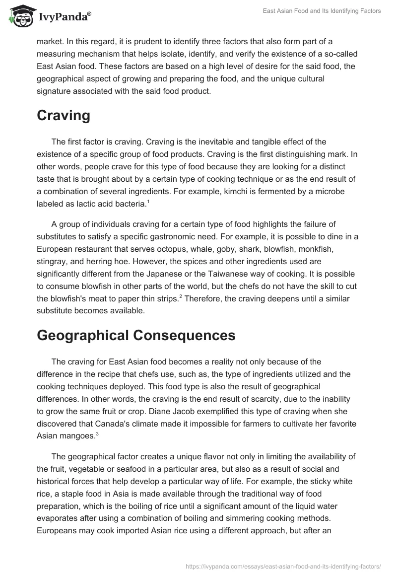 East Asian Food and Its Identifying Factors. Page 2