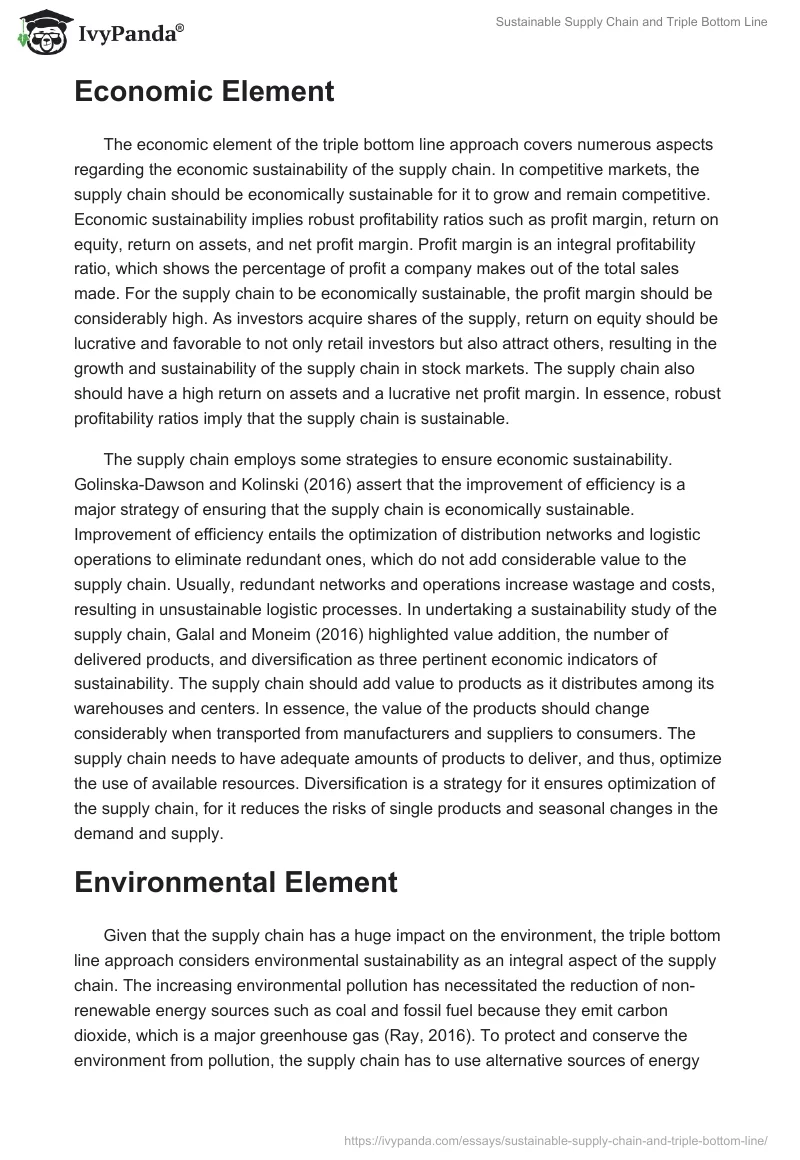 Sustainable Supply Chain and Triple Bottom Line. Page 2