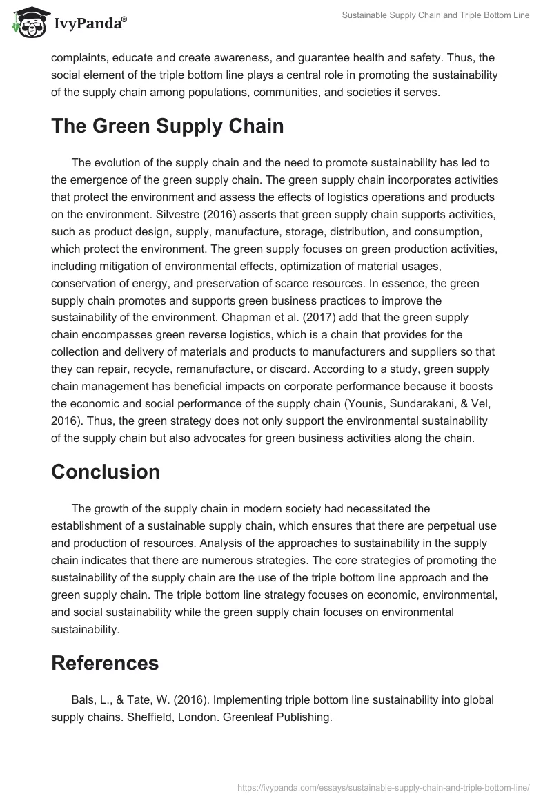 Sustainable Supply Chain and Triple Bottom Line. Page 4