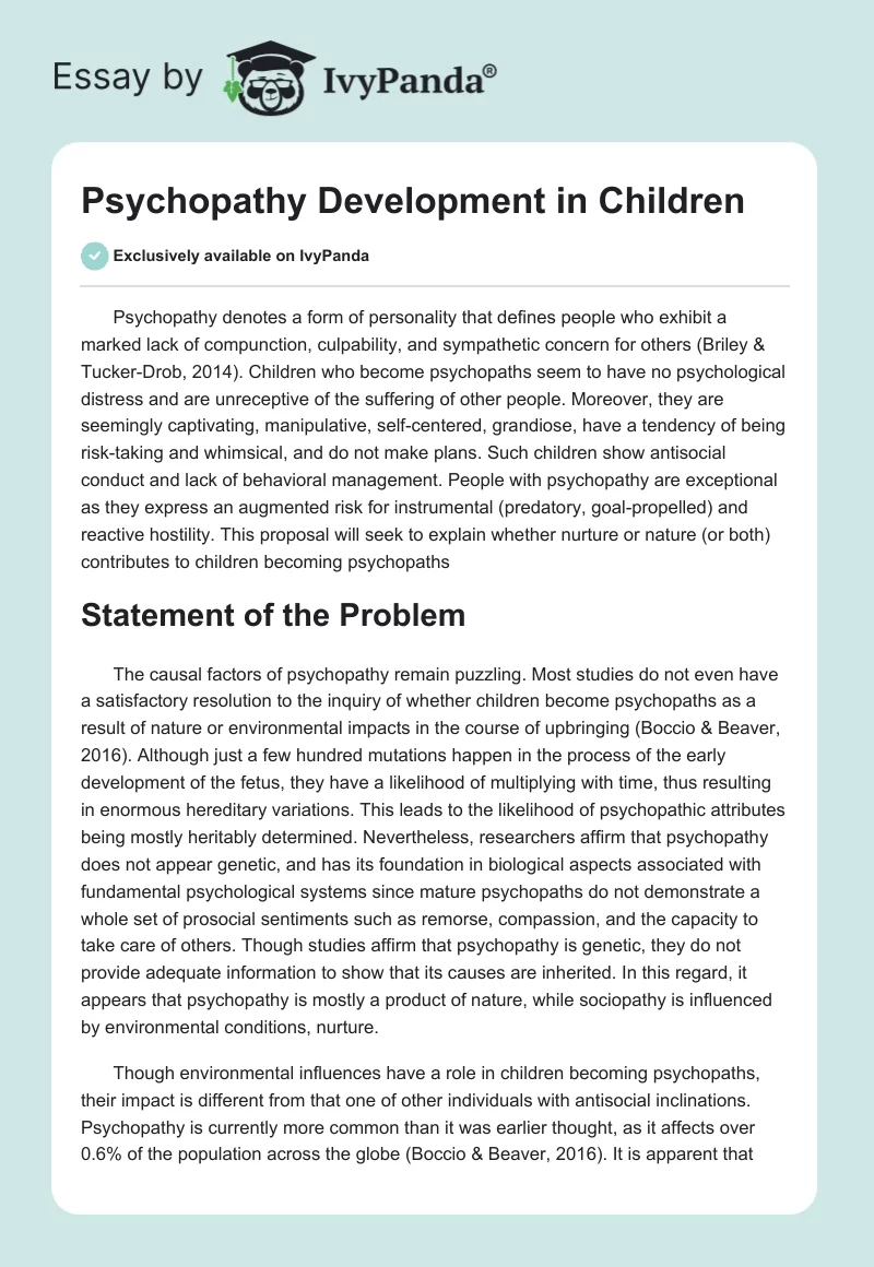 Psychopathy Development in Children. Page 1