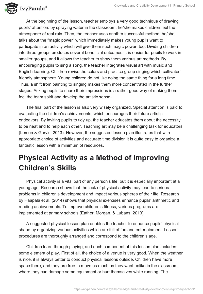 Knowledge and Creativity Development in Primary School. Page 2
