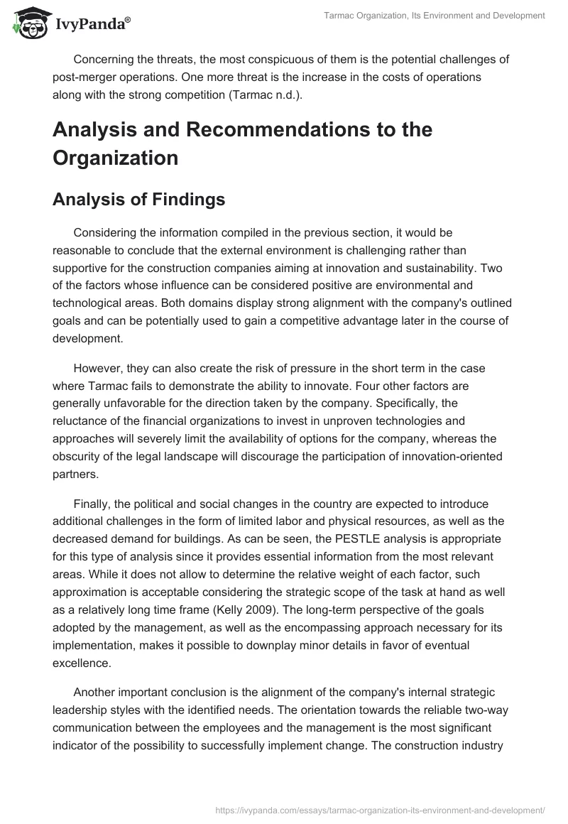 Tarmac Organization, Its Environment and Development. Page 4