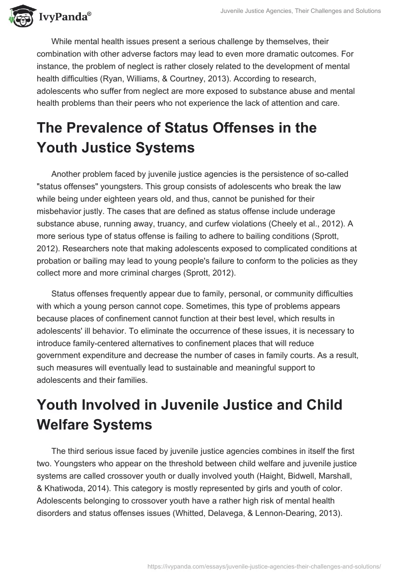Juvenile Justice Agencies, Their Challenges and Solutions. Page 2