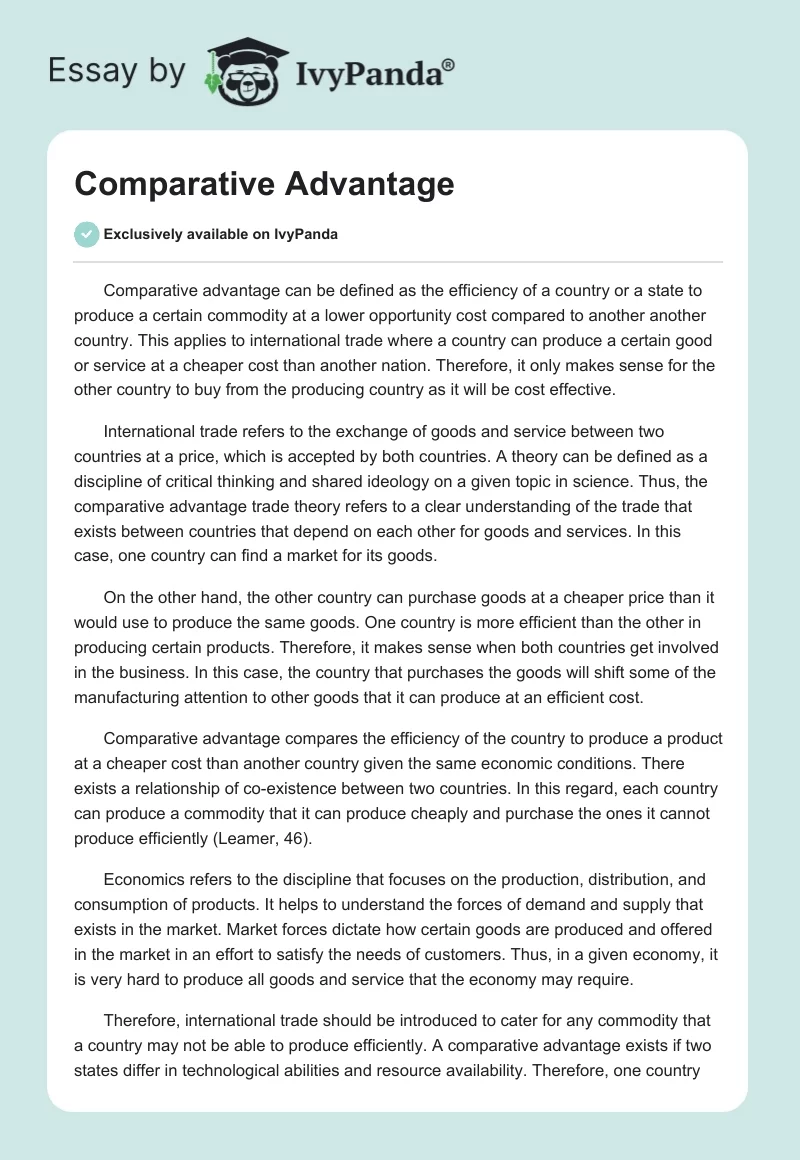 Comparative Advantage. Page 1