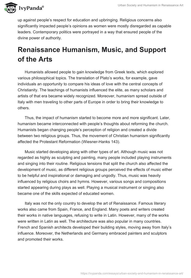 Urban Society and Humanism in Renaissance Art. Page 2