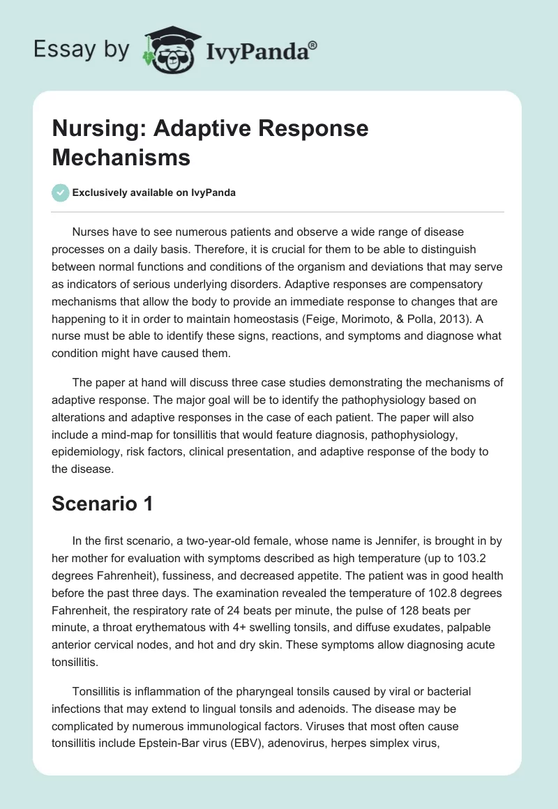 Nursing: Adaptive Response Mechanisms. Page 1