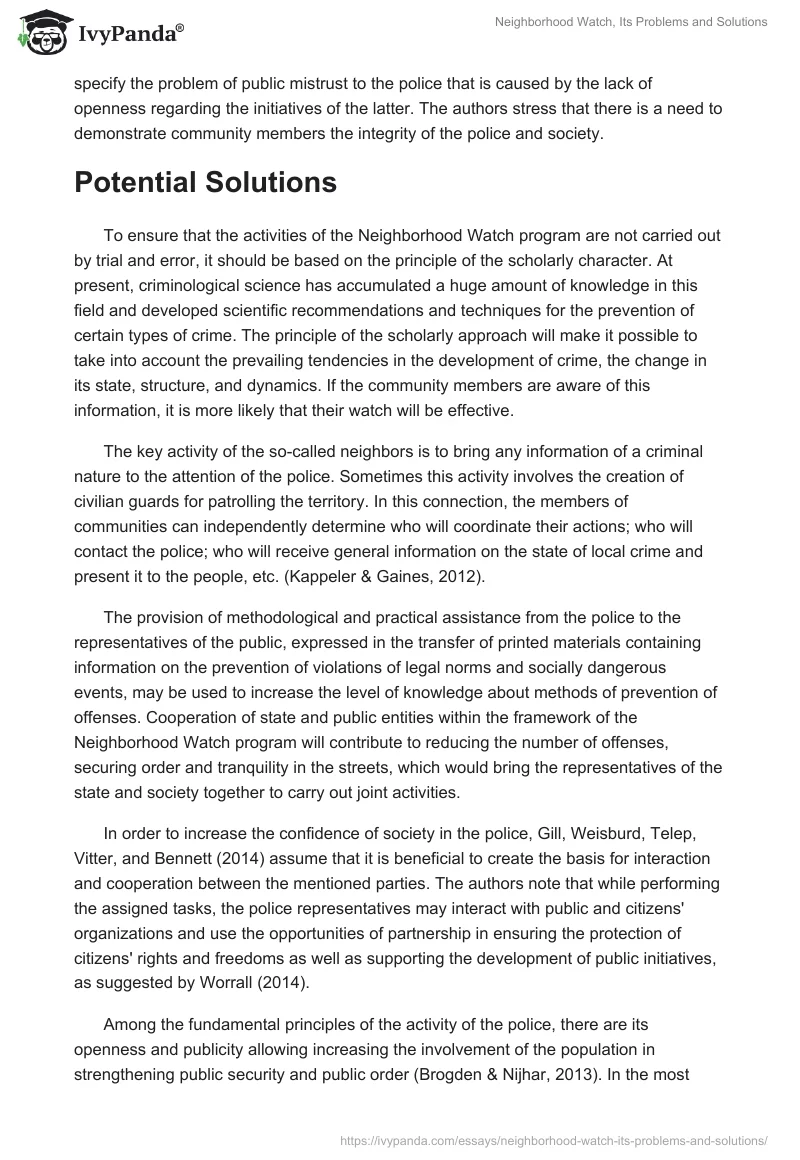 Neighborhood Watch, Its Problems and Solutions. Page 2