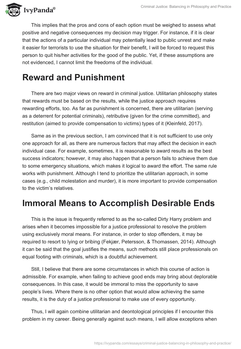 Criminal Justice: Balancing in Philosophy and Practice. Page 2