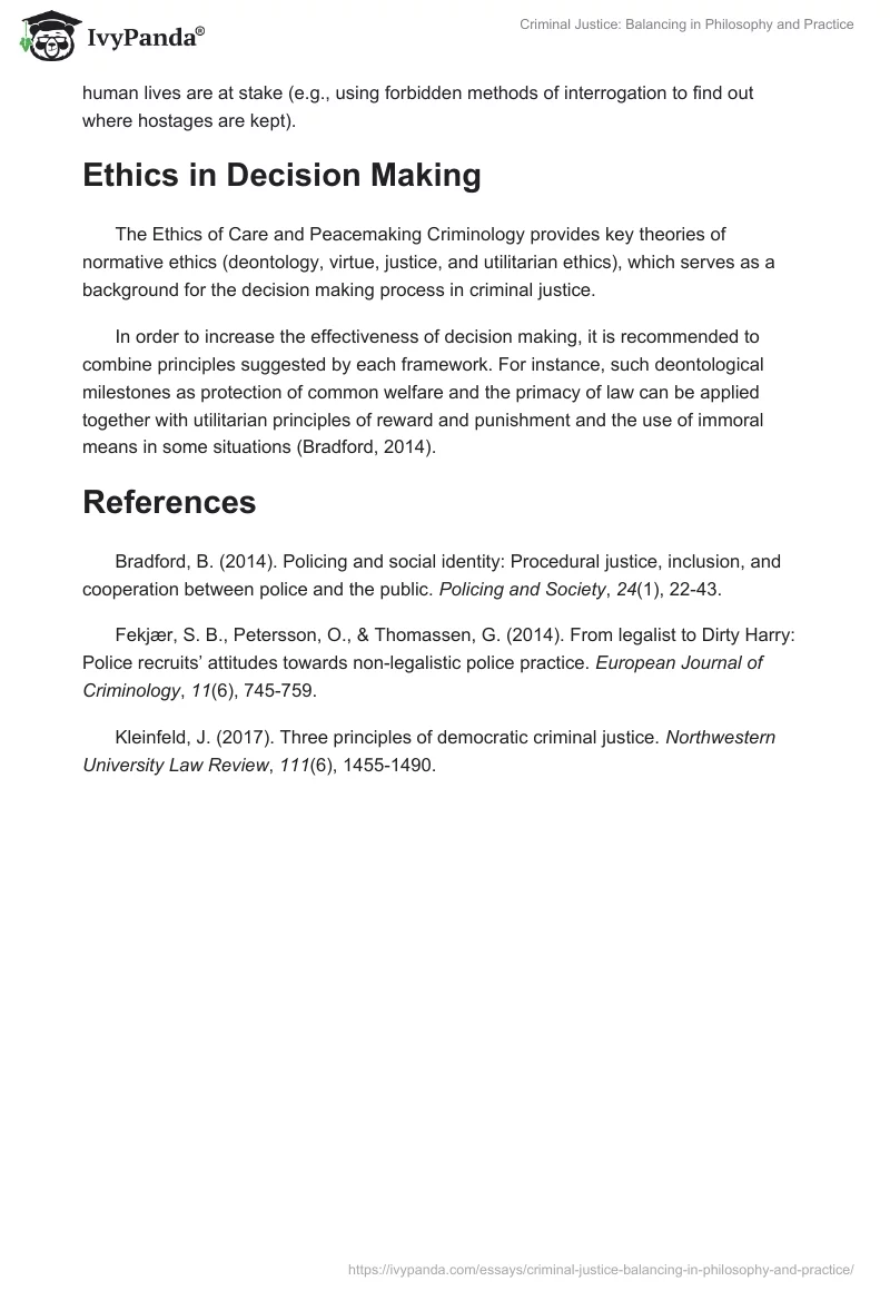 Criminal Justice: Balancing in Philosophy and Practice. Page 3