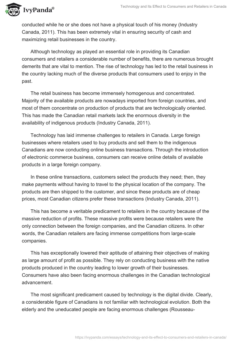 Technology and Its Effect to Consumers and Retailers in Canada. Page 3