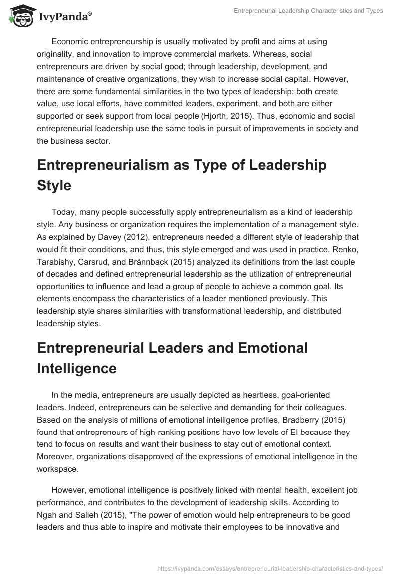 Entrepreneurial Leadership Characteristics and Types. Page 2