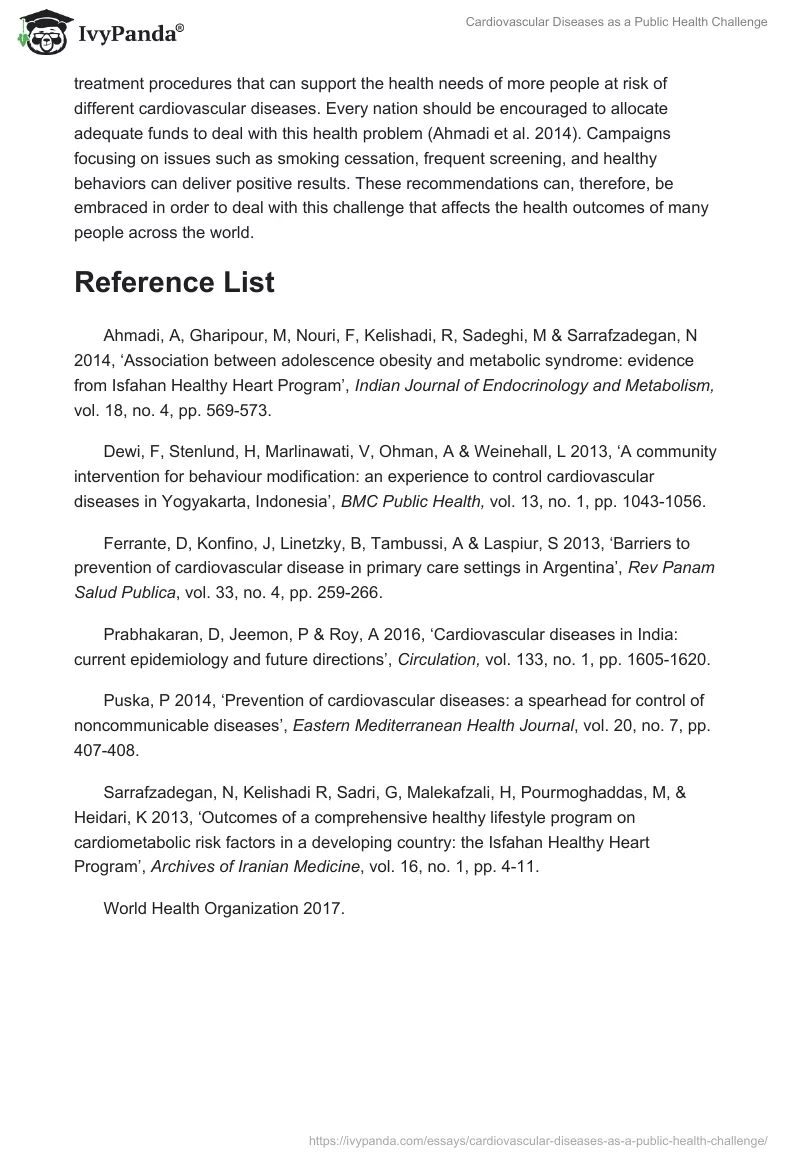 Cardiovascular Diseases as a Public Health Challenge. Page 5